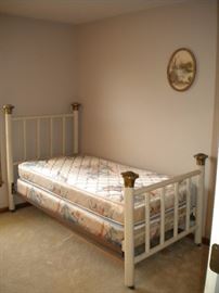 Twin metal and brass head/footboard and mattress