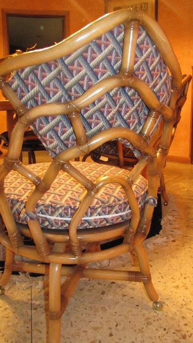 Vtg. Willow & Reed Rattan Chairs & Table
