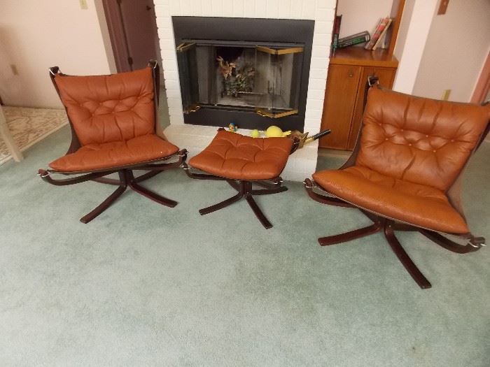 Vatne Mobler Falcon Chairs with Ottoman