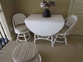 RATTAN TABLE AND CHAIRS