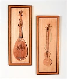 Mid Century Modern Hand Painted Stringed Instruments - 39.00 each