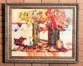 Original Still Life Oil on Canvas ca. 1975 by Cheryl Derrick - 300.00