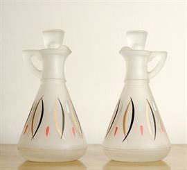 Mid Century Frosted Cruets - 12.00 pair