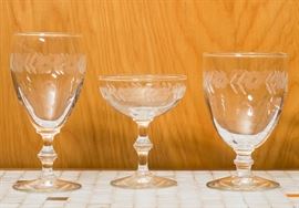 Vintage Etched Stemware - 3.75 each