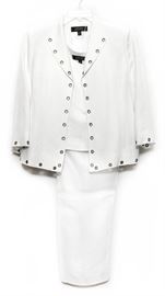 3-Piece White Kasper Suit - 45.00