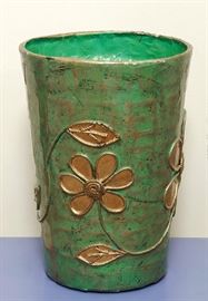 Aqua-green & Gold Trash Bucket - 9.00