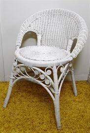 White Wicker Slipper Chair - 39.00