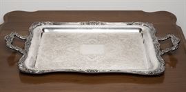 Antique Ornate Silver Plate Serving Tray - 75.00
