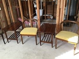 Scandinavian design end tables and chairs