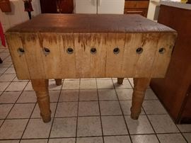 Antique Butcher's Chopping Block.  Makes a great kitchen island and is pretty amazing conversation piece!