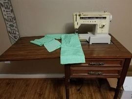 Vintage Singer Sewing Machine with Cabinet