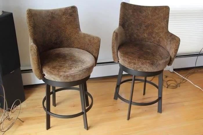Pair of Upholstered Animal Print Swivel Stools. Shop now at www.simplyestated.com!