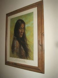 Framed Indian Cheyenne daughter- by Bill Hampton, Native American artist