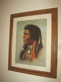  Framed Indian Cheyenne warrior - by Bill Hampton, Native American artist