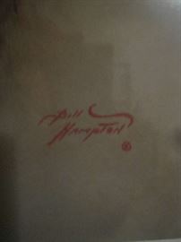 Signature of Bill Hampton, artist for Indian Cheyenne warrior and daughter