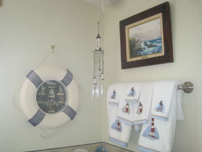Nautical décor towel set, chimes, anchor