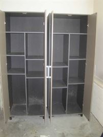 Pair of large storage cabinets with adjustable shelving