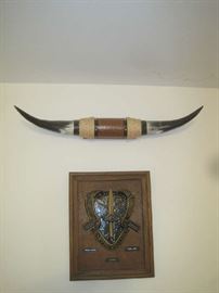 Mounted horns, Green Beret plaque