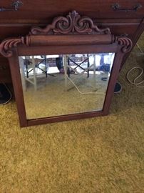 Oak mirror with beveled glass