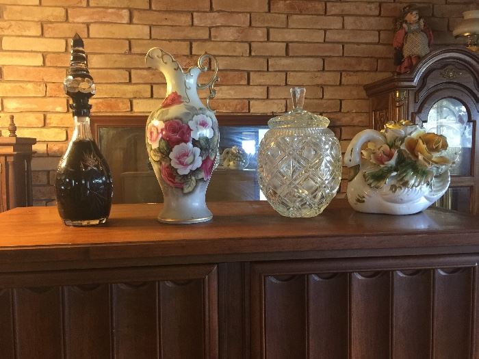 Decanter, vase and cookie jar 