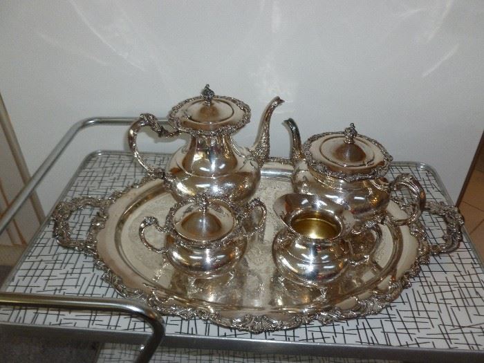 Gorgeous heavy ornate silver plate tea set