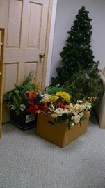 Christmas trees  boxes of flowers