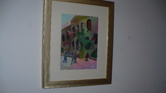 several water colors,prints, etchings  some signed and number