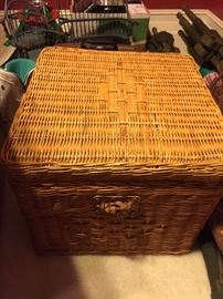 Trunk, multifunctional piece that could be used as an end table or coffee table to store blankets or games.