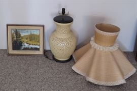 MMD003 Original Framed Scenic Picture and Ceramic Lamp
