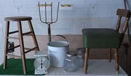 MMD031 Vintage Wooden Chair, Scale, Wooden Stool and More!
