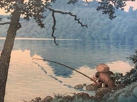 Kawase Hasui woodblock print. 1941. "Lake Matsubara". VF condition. unbacked.