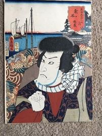 Otagawa Kunisada (Toyokuni iii) woodblock print. G condition. unbacked. small hole.
