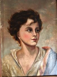 Study After Karl Ludwig Richter "Neopolitan Fisher Boy" oil on canvas. ca. 1880. original walnut frame. square head nails. 