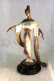 Romain de Tirtoff (Erte') "Negligee" White gold over bronze sculpture. s&n lmtd ed.