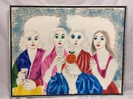 actress Hanna Axmann-Rezzori acrylic & plaster on canvas. Untitled. Gallery tags on verso. 1972.