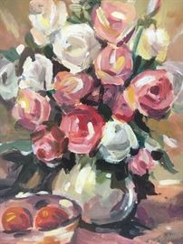 Fran Ulrich Expressionist Still Life oil on canvas