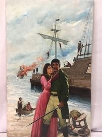 Lou Marchetti. Original illustration cover art for gothic novel. Oil on illustration board. Signed recto and verso. 