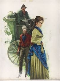 Louis Marchetti. "Matti Silks" Original cover art illustration for gothic novel. Oil on illustration board. Signed recto and verso. 