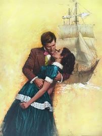 Louis Marchetti. "Cargo of Brides". Original illustration cover art for gothic novel. Oil on illustration board. Signed recto and verso. 