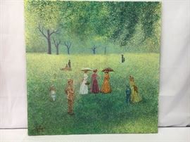 Juan Lopetegui. Pointillism. Oil on illustration board. Signed lower left. 