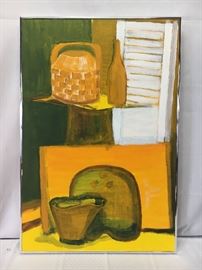 Daniel Kabele. acrylic on canvas. Expressionism. Still life with basket. 