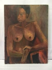Expressionist. Nude Study of woman. Unattributed. Oil on canvas. 
