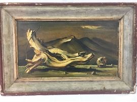 Stan Jorgensen. "The wood and the rock". Acrylic on canvas. Signed recto and verso. Surrealism. 