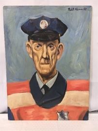 Robert Klemm. Original oil on panel. Officer. 1969.