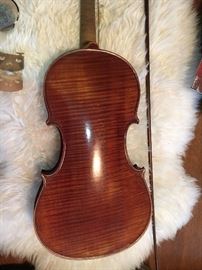 George Nicholas Einsele violin (one piece tiger maple back), Adler bow (sterling, mother of pearl)