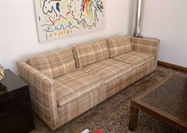 BUY IT NOW!  Lot #102, Mid Century Brown Plaid Sofa (Most Likely Milo Baughman), $600