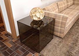 BUY IT NOW!  Lot #101, Smoky Glass Cube Side Table, $300