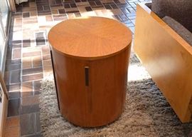 SOLD--Lot #103, Mid Century Modern Round Side Table / Cabinet, $200