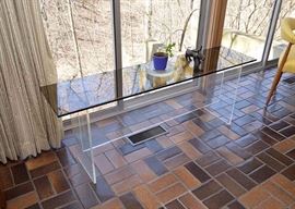 BUY IT NOW!  Lot #105, Lucite Console Table with Smoky Glass Top, $300