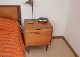 SOLD--Lot #126, Pair of Danish Modern Selig Nightstands, Significant Damage, $150